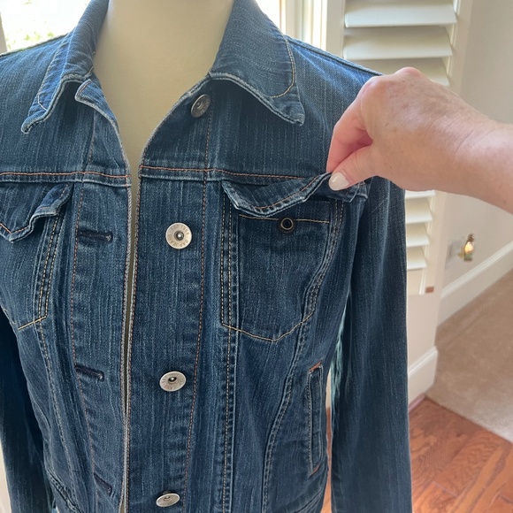 Gap Classic Women's Blue Jean Jacket - Gap Stretch Small Medium-Dark Blue - Picture 6 of 16